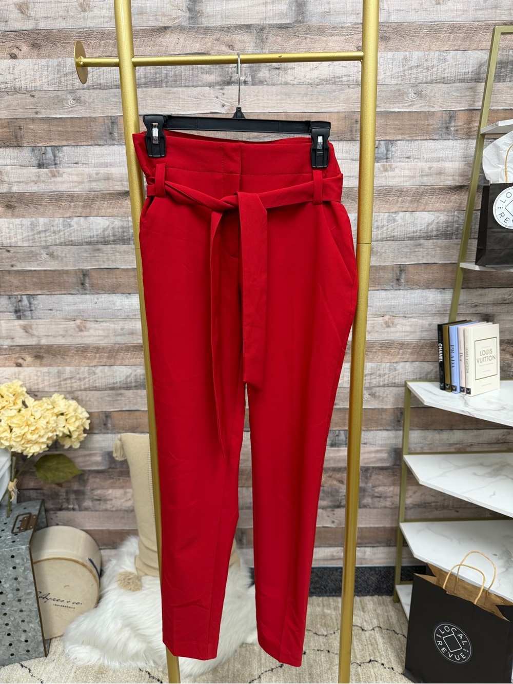 New York & Co. Red Belted Pant 2
